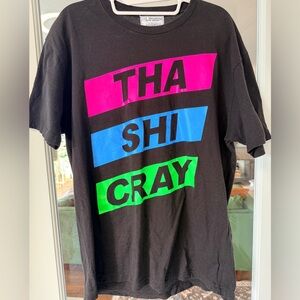 Men's "Kid Dangerous" Black Tee with Pink, Blue, and Green Graphics